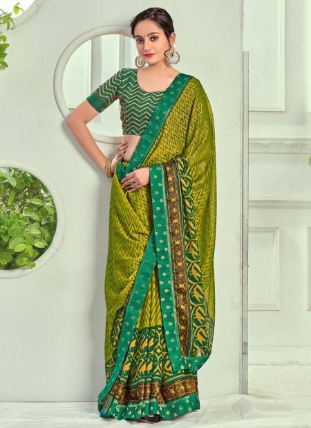 Green Colour MINTORSI HEMVATI BRASS Designer Fancy Ethnic Wear Saree Collection 27292